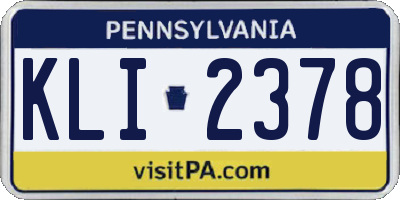 PA license plate KLI2378