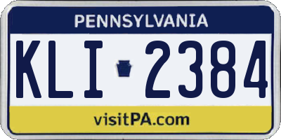 PA license plate KLI2384