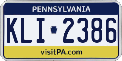 PA license plate KLI2386