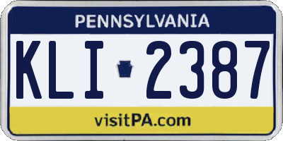 PA license plate KLI2387