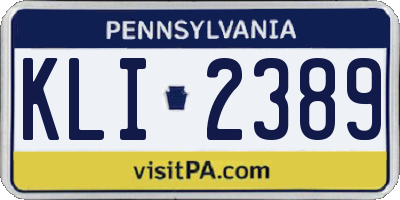 PA license plate KLI2389