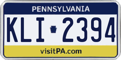 PA license plate KLI2394
