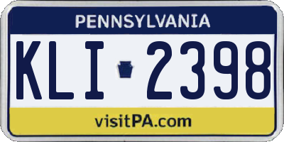 PA license plate KLI2398