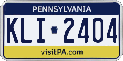 PA license plate KLI2404