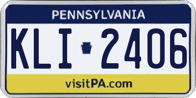 PA license plate KLI2406