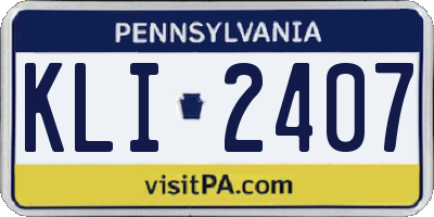 PA license plate KLI2407