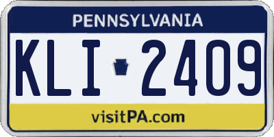 PA license plate KLI2409