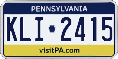 PA license plate KLI2415