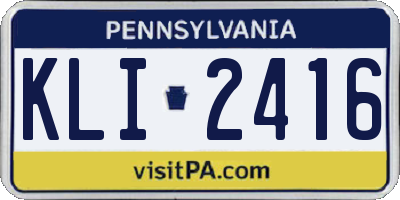 PA license plate KLI2416