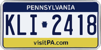 PA license plate KLI2418