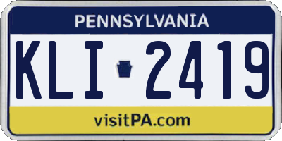 PA license plate KLI2419