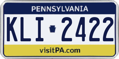 PA license plate KLI2422