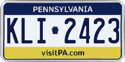 PA license plate KLI2423
