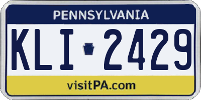 PA license plate KLI2429