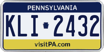 PA license plate KLI2432