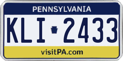 PA license plate KLI2433