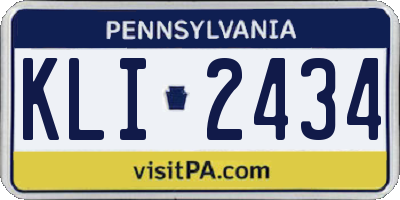 PA license plate KLI2434