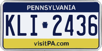 PA license plate KLI2436