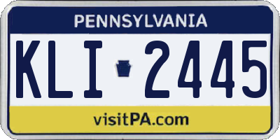 PA license plate KLI2445