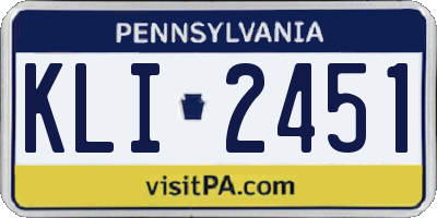 PA license plate KLI2451