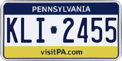 PA license plate KLI2455