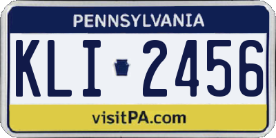 PA license plate KLI2456