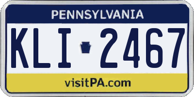 PA license plate KLI2467