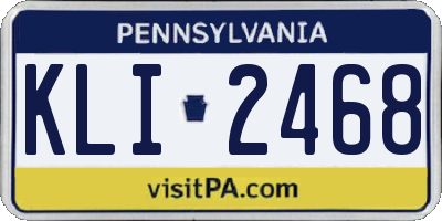 PA license plate KLI2468