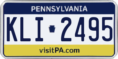 PA license plate KLI2495