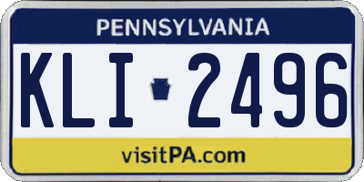 PA license plate KLI2496