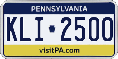 PA license plate KLI2500