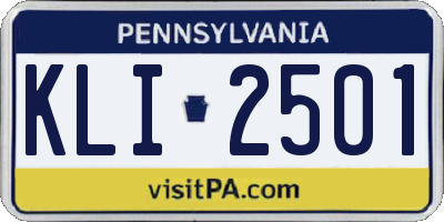 PA license plate KLI2501