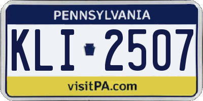 PA license plate KLI2507