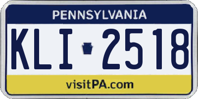 PA license plate KLI2518