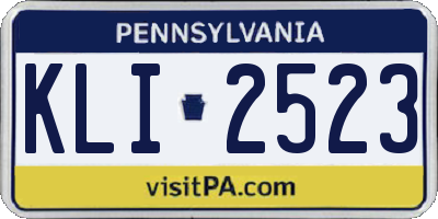 PA license plate KLI2523