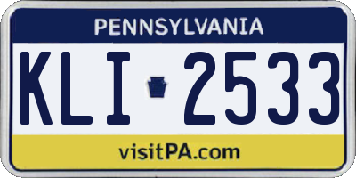 PA license plate KLI2533