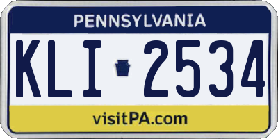 PA license plate KLI2534