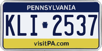 PA license plate KLI2537