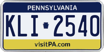 PA license plate KLI2540