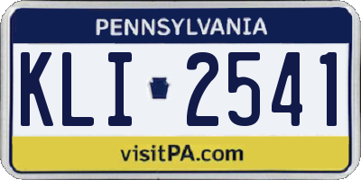 PA license plate KLI2541
