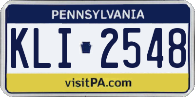 PA license plate KLI2548