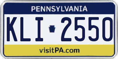 PA license plate KLI2550