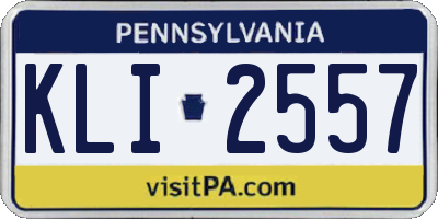 PA license plate KLI2557