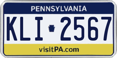 PA license plate KLI2567