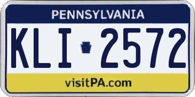 PA license plate KLI2572