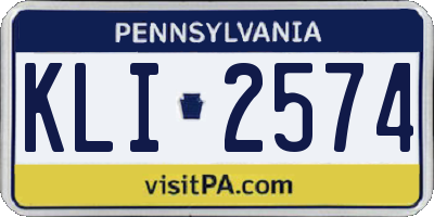 PA license plate KLI2574