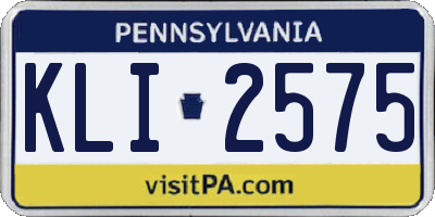 PA license plate KLI2575