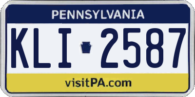 PA license plate KLI2587