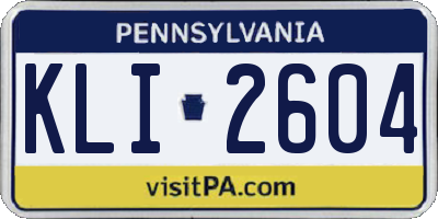 PA license plate KLI2604