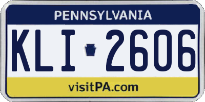 PA license plate KLI2606